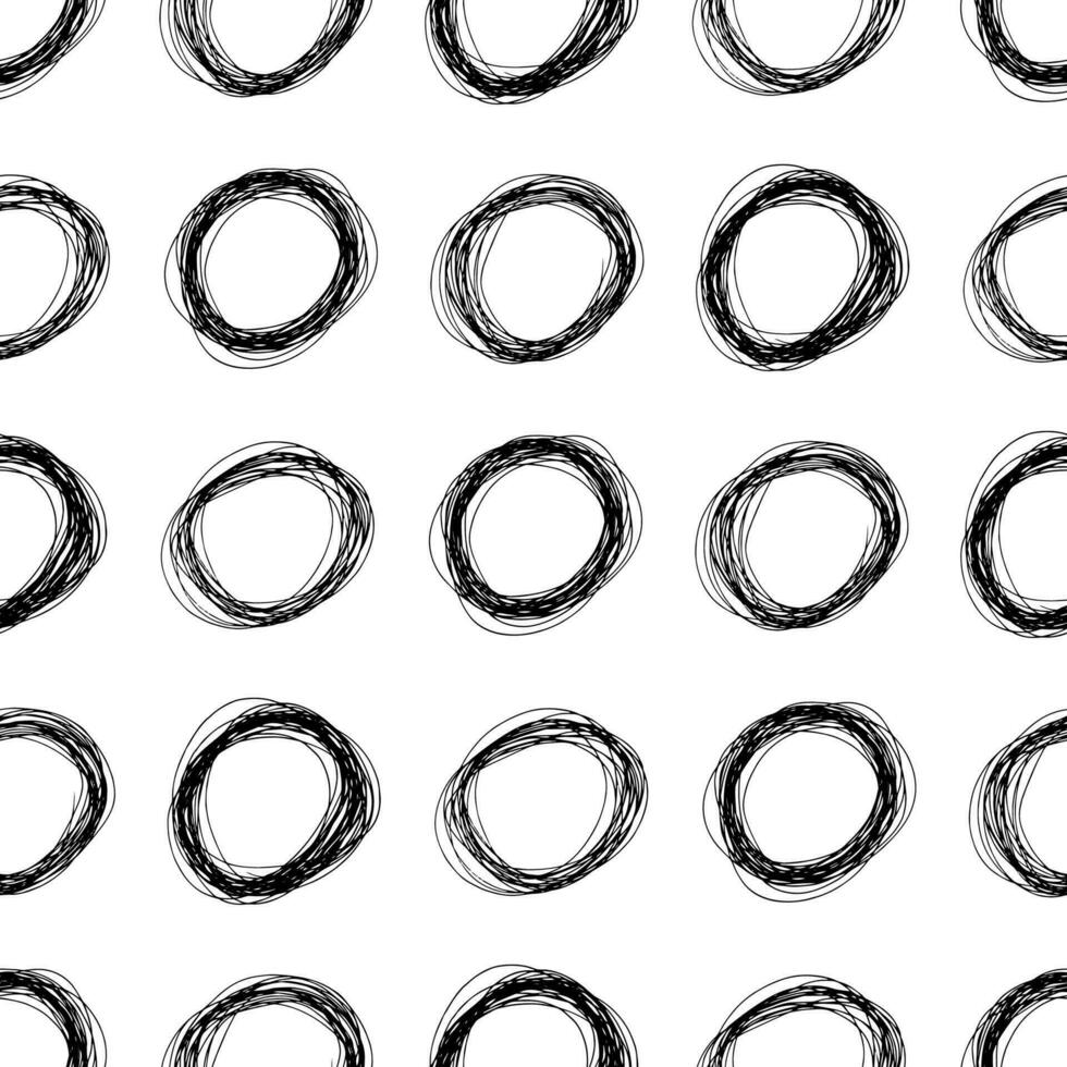 padrão perfeito com esboço preto mão desenhada lápis rabisco forma de elipse no fundo branco. textura abstrata do grunge. ilustração vetorial vetor