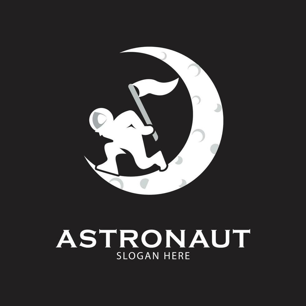 astronauta lua logotipo linha arte Projeto vetor