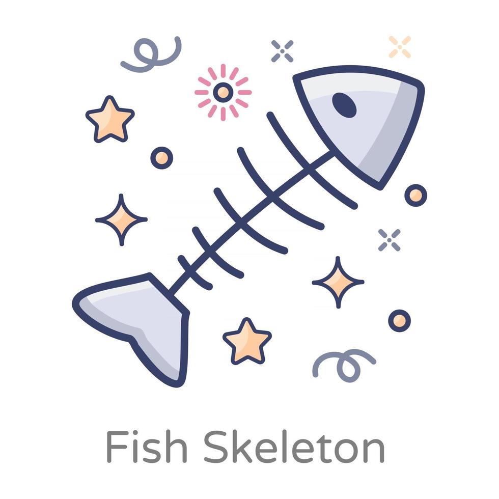 desenho de esqueleto de peixe vetor