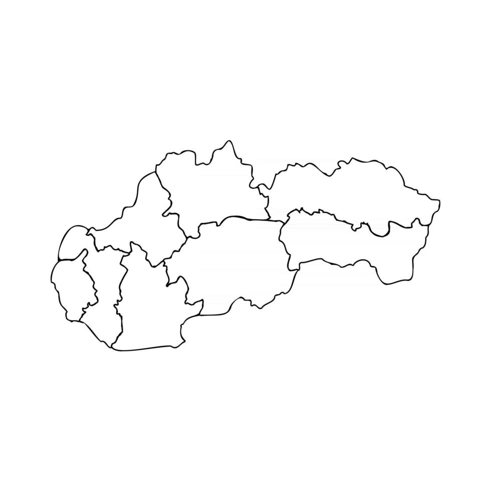 doodle mapa da Eslováquia com estados vetor