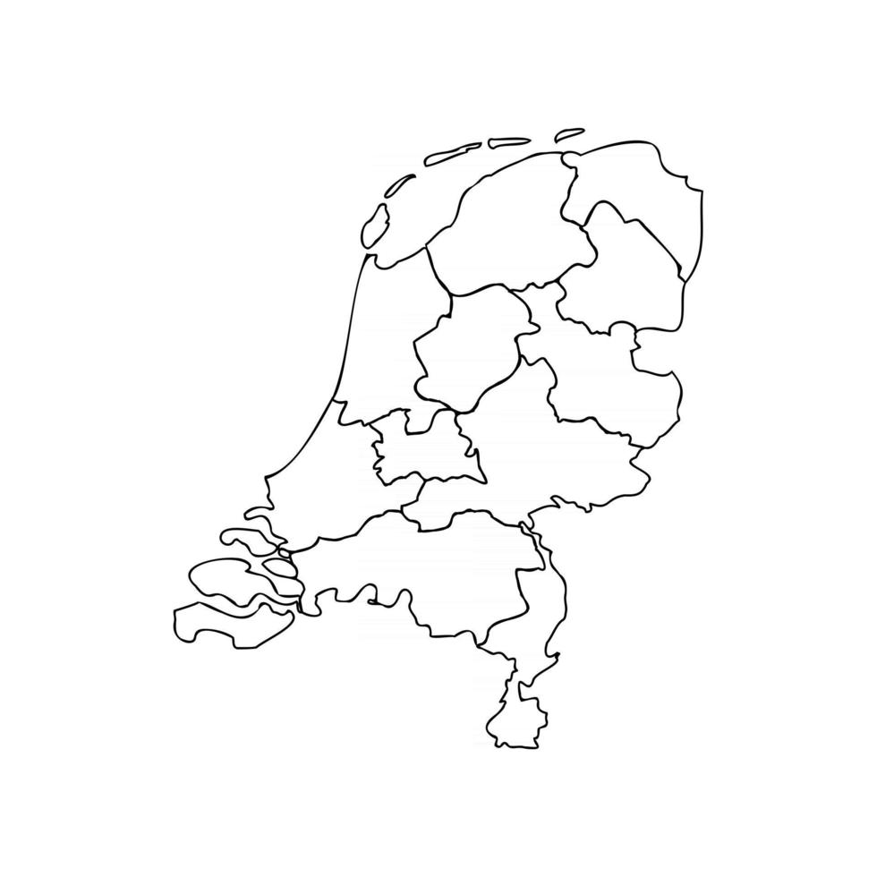 doodle mapa da holanda com estados vetor