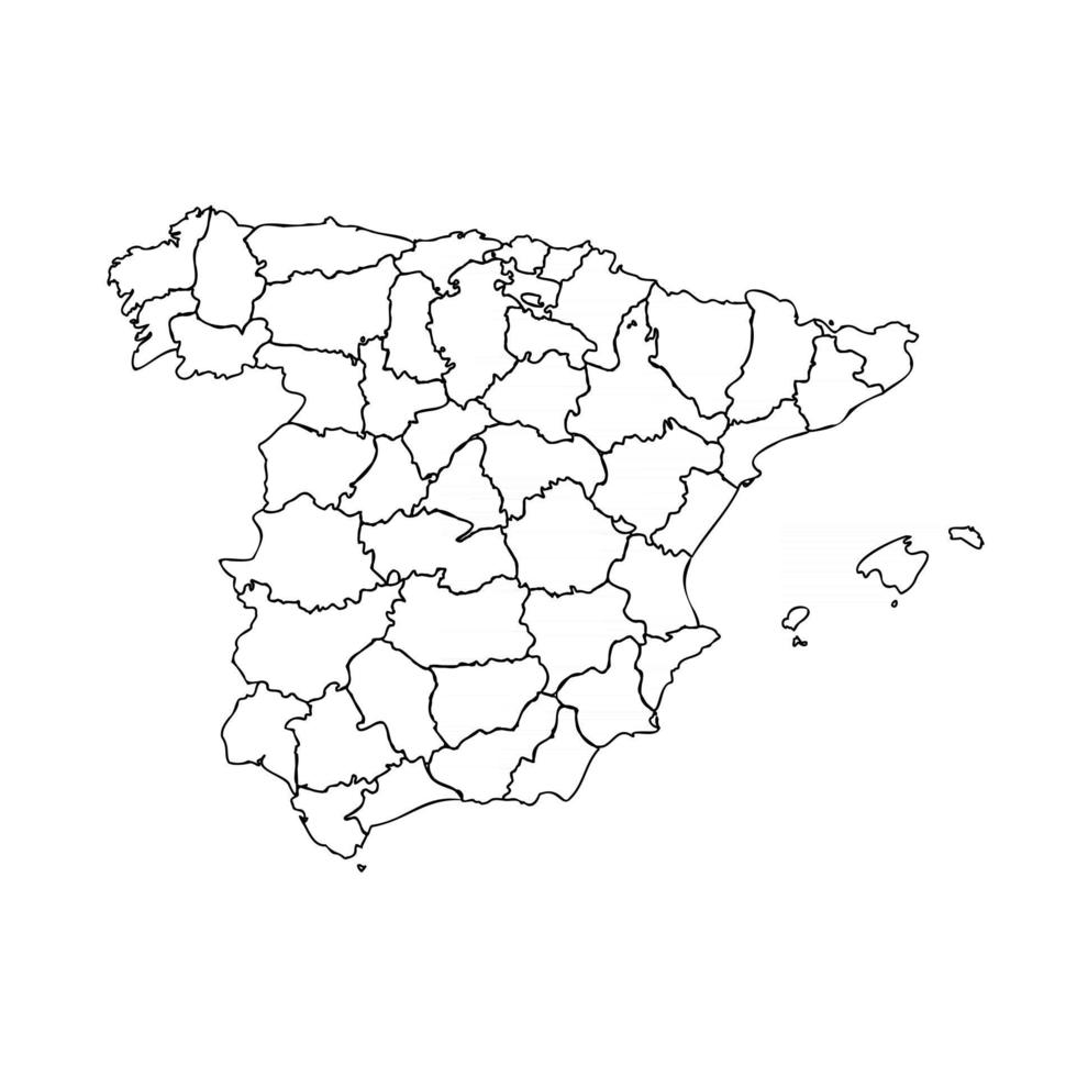 mapa do doodle da espanha com estados vetor