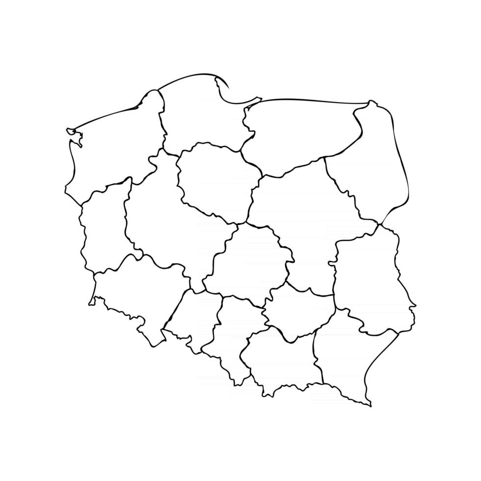 doodle mapa da polônia com estados vetor