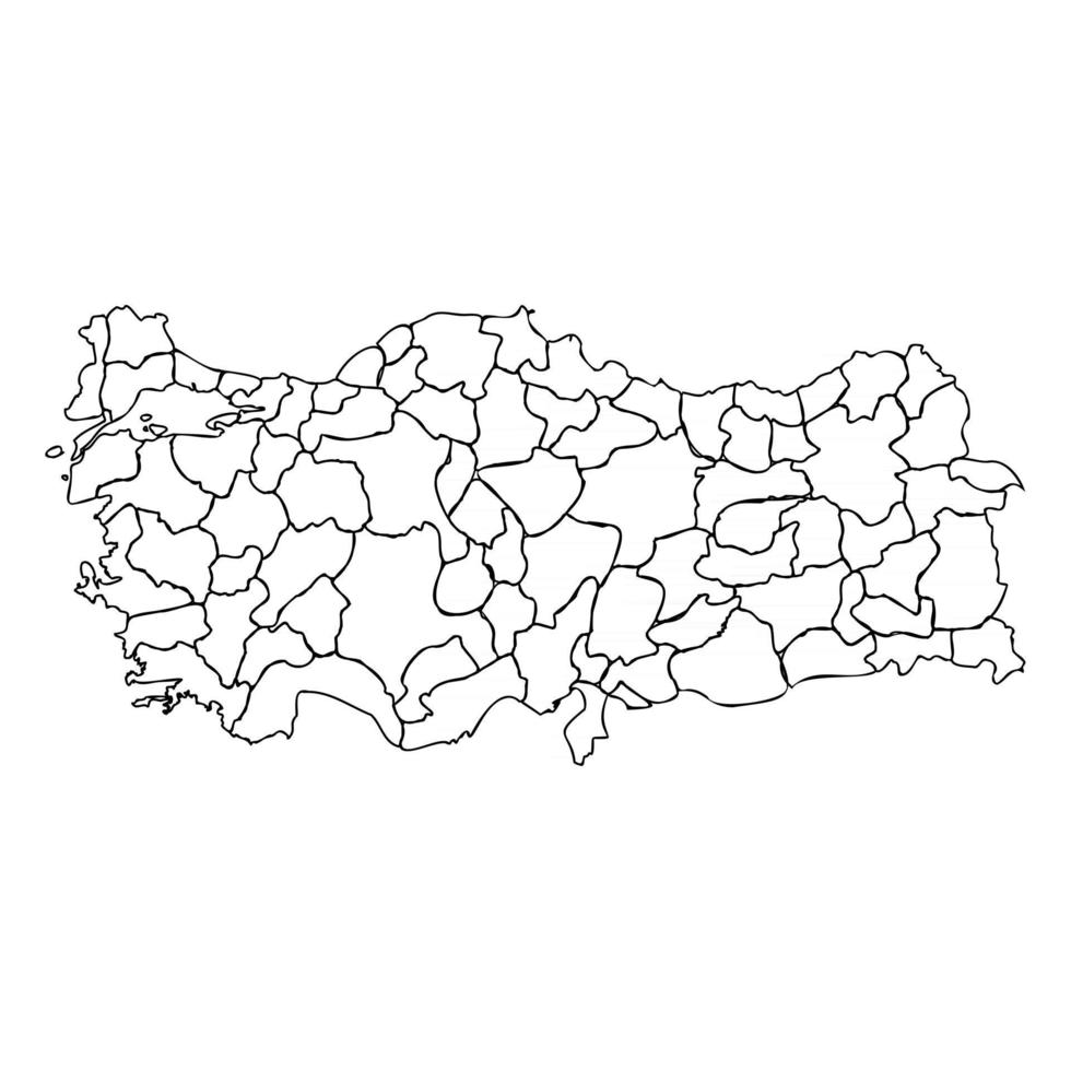 mapa do doodle da Turquia com estados vetor