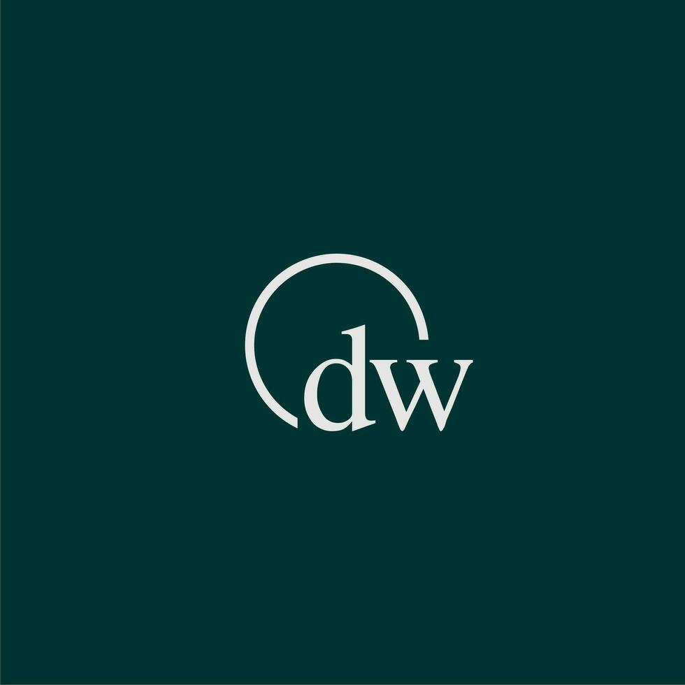 dw inicial monograma logotipo com círculo estilo Projeto vetor