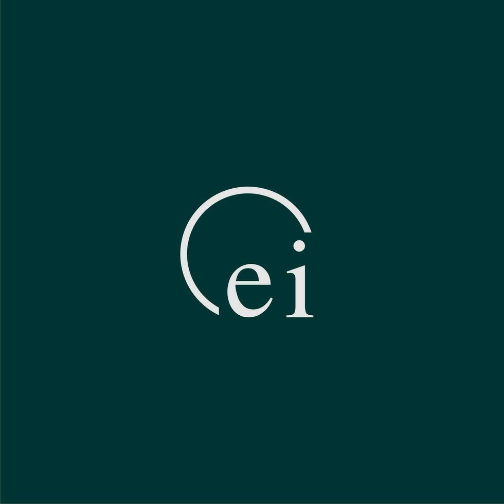 ei inicial monograma logotipo com círculo estilo Projeto vetor