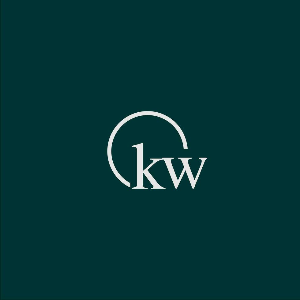 kw inicial monograma logotipo com círculo estilo Projeto vetor