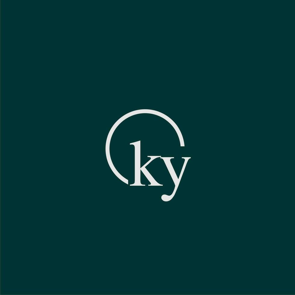 ky inicial monograma logotipo com círculo estilo Projeto vetor