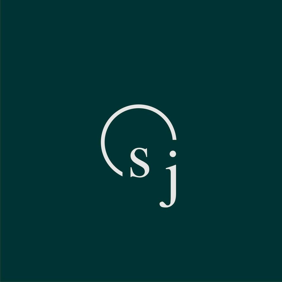 sj inicial monograma logotipo com círculo estilo Projeto vetor