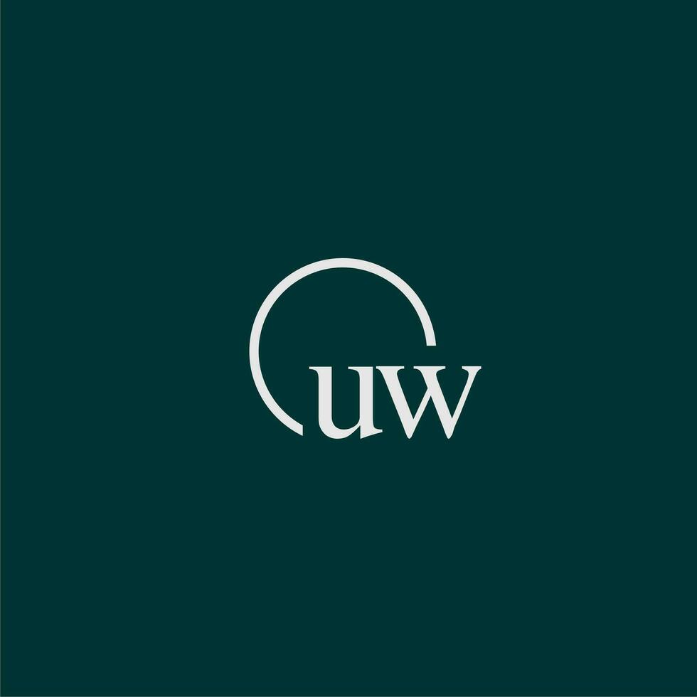 uw inicial monograma logotipo com círculo estilo Projeto vetor