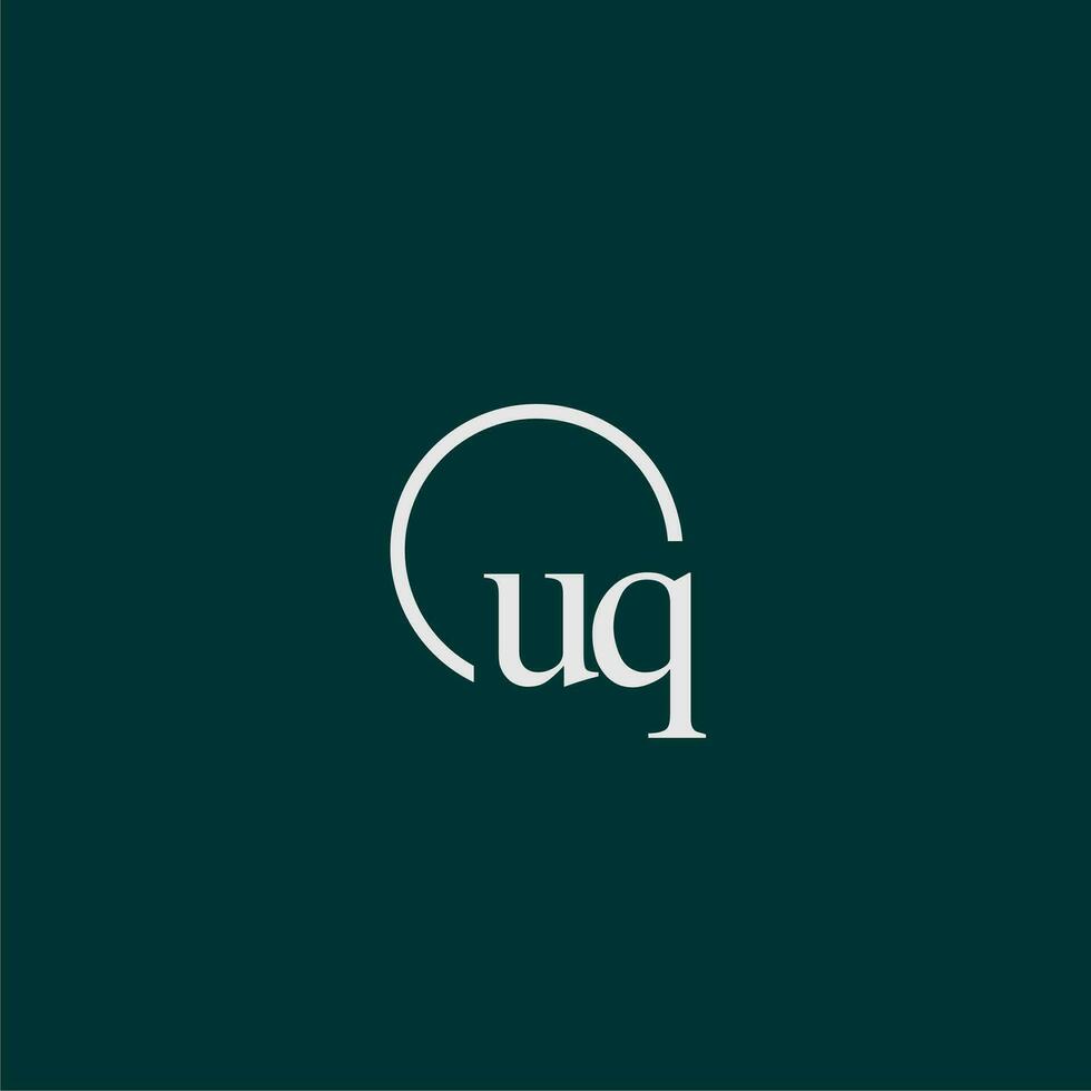 uq inicial monograma logotipo com círculo estilo Projeto vetor