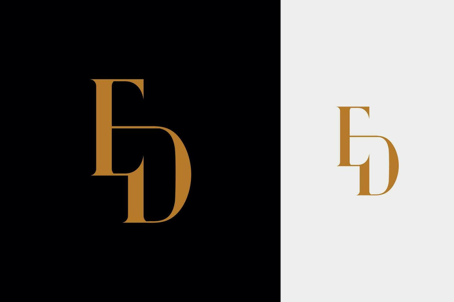 elegante simples mínimo luxo serifa Fonte alfabeto carta d combinado com carta e logotipo Projeto vetor