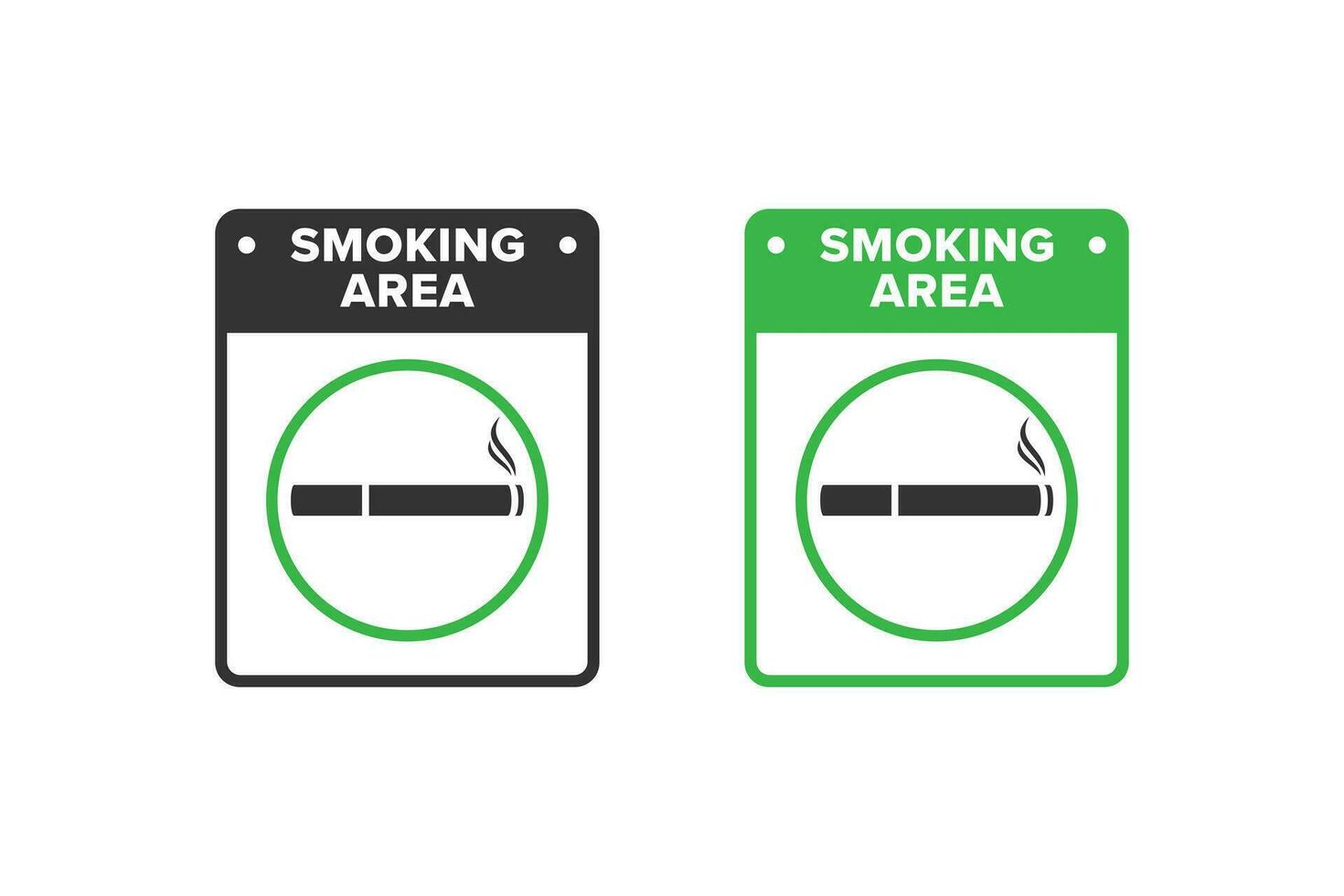 fumar ícone placa vetor projeto, fumar área ícone borda verde cor