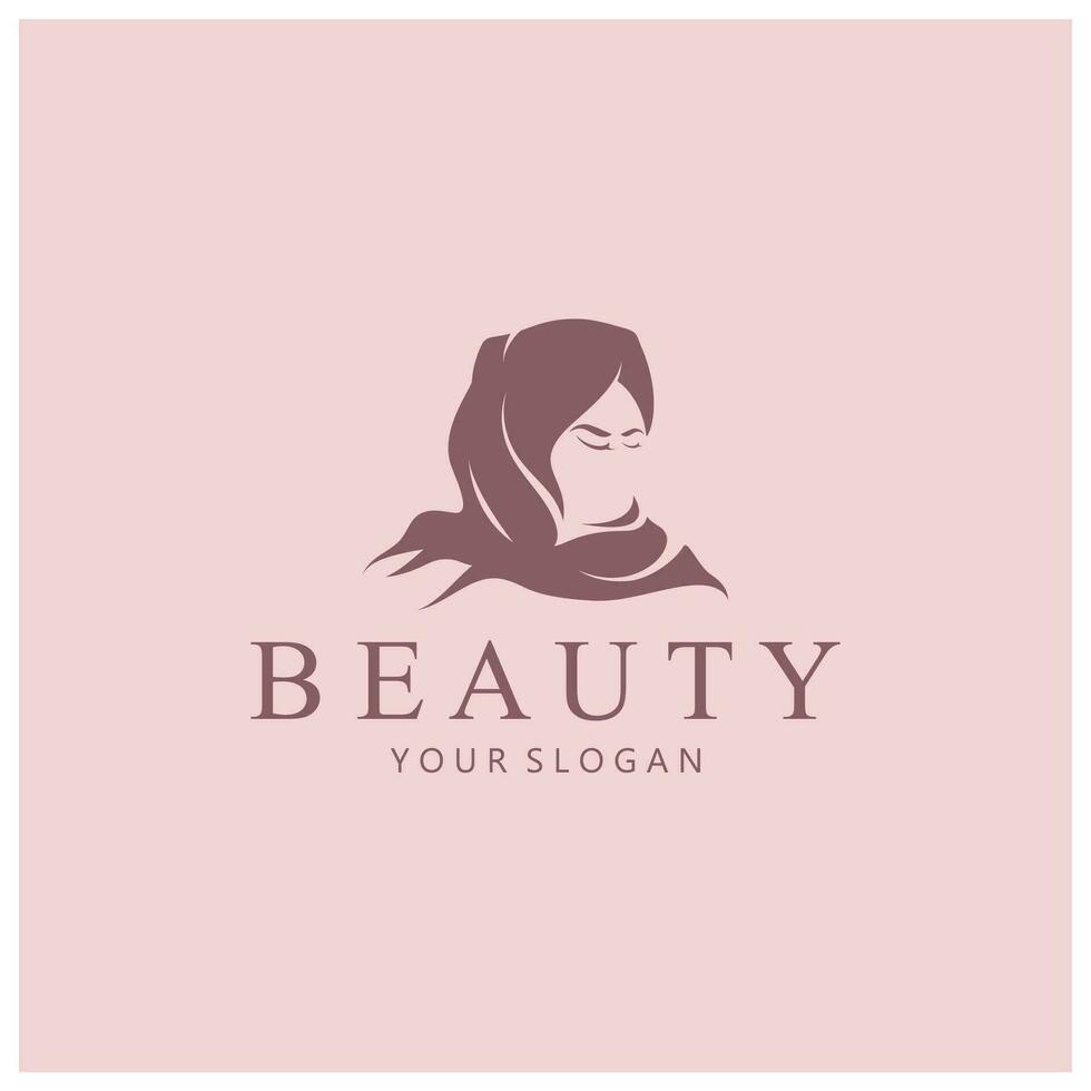 muslimah hijab logotipo modelo vetor ilustração desenho-vetor