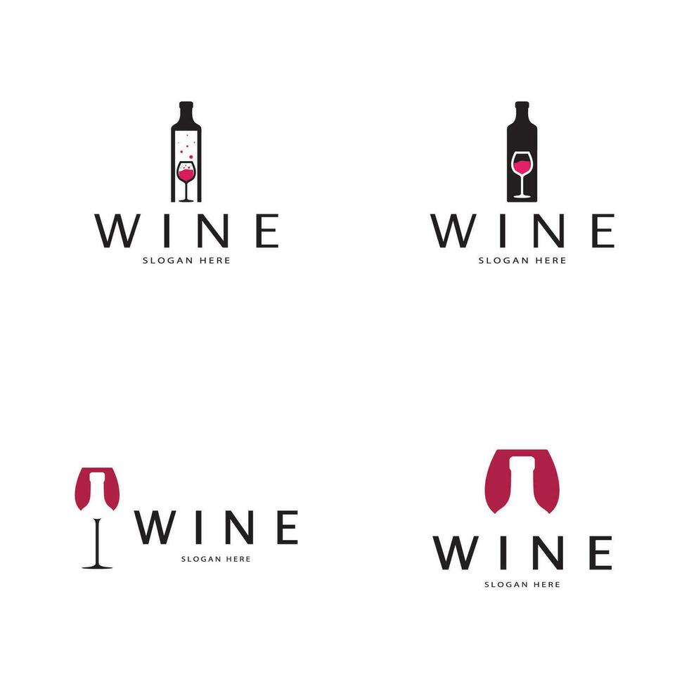 Modelo de design de logotipo de vinho. Ilustração em vetor de ícone-vetor