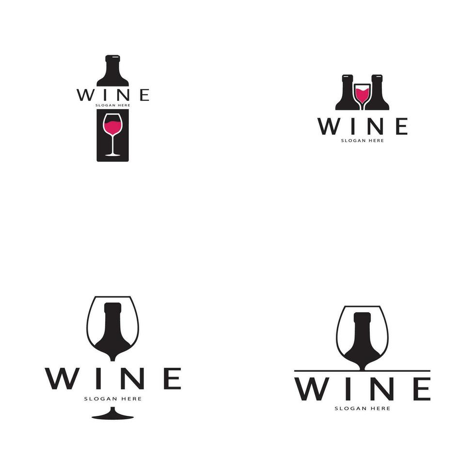 Modelo de design de logotipo de vinho. Ilustração em vetor de ícone-vetor