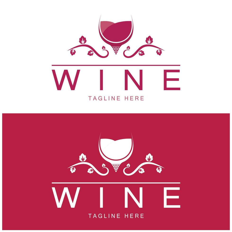 Modelo de design de logotipo de vinho. Ilustração em vetor de ícone-vetor