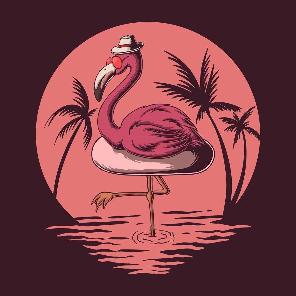 ilustração em vetor flamingo verão vibes