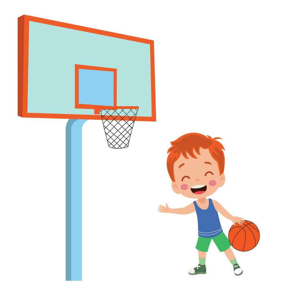 vetor ilustração do criança jogando basquetebol