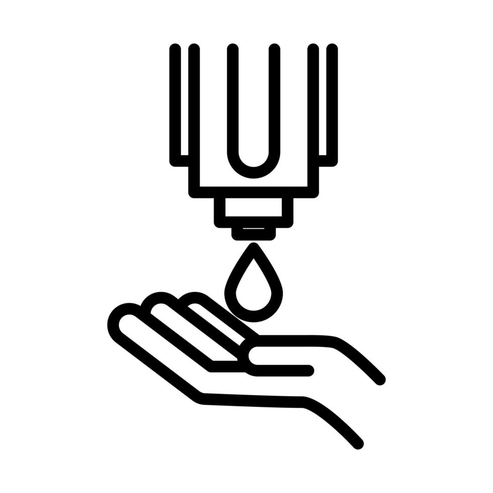 ícone de estilo de linha de higiene pessoal das mãos aplicar prevenção de doenças de sabão e cuidados de saúde vetor