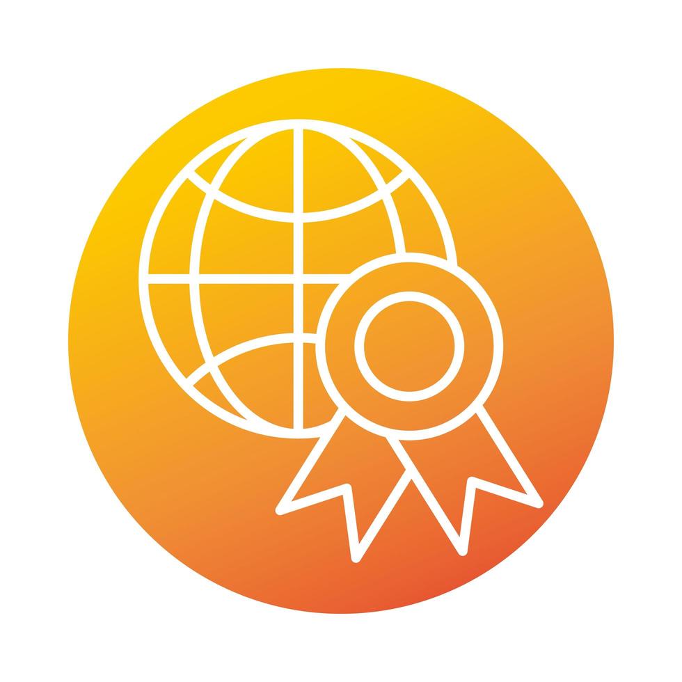 ícone de estilo gradiente de elearning do prêmio da medalha mundial educação e desenvolvimento online vetor