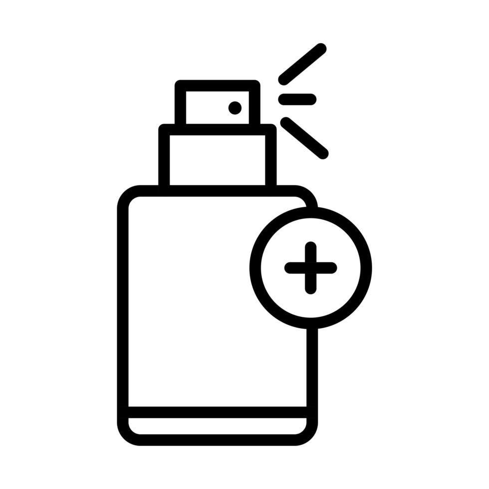 Frasco de spray para higiene pessoal das mãos ícone de estilo de linha de prevenção de doenças e cuidados de saúde vetor