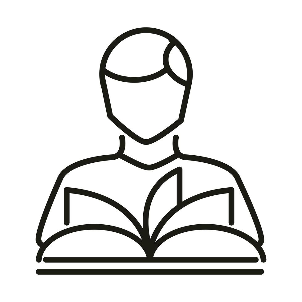 avatar lendo um livro online educação e desenvolvimento ícone de estilo de linha de e-learning vetor