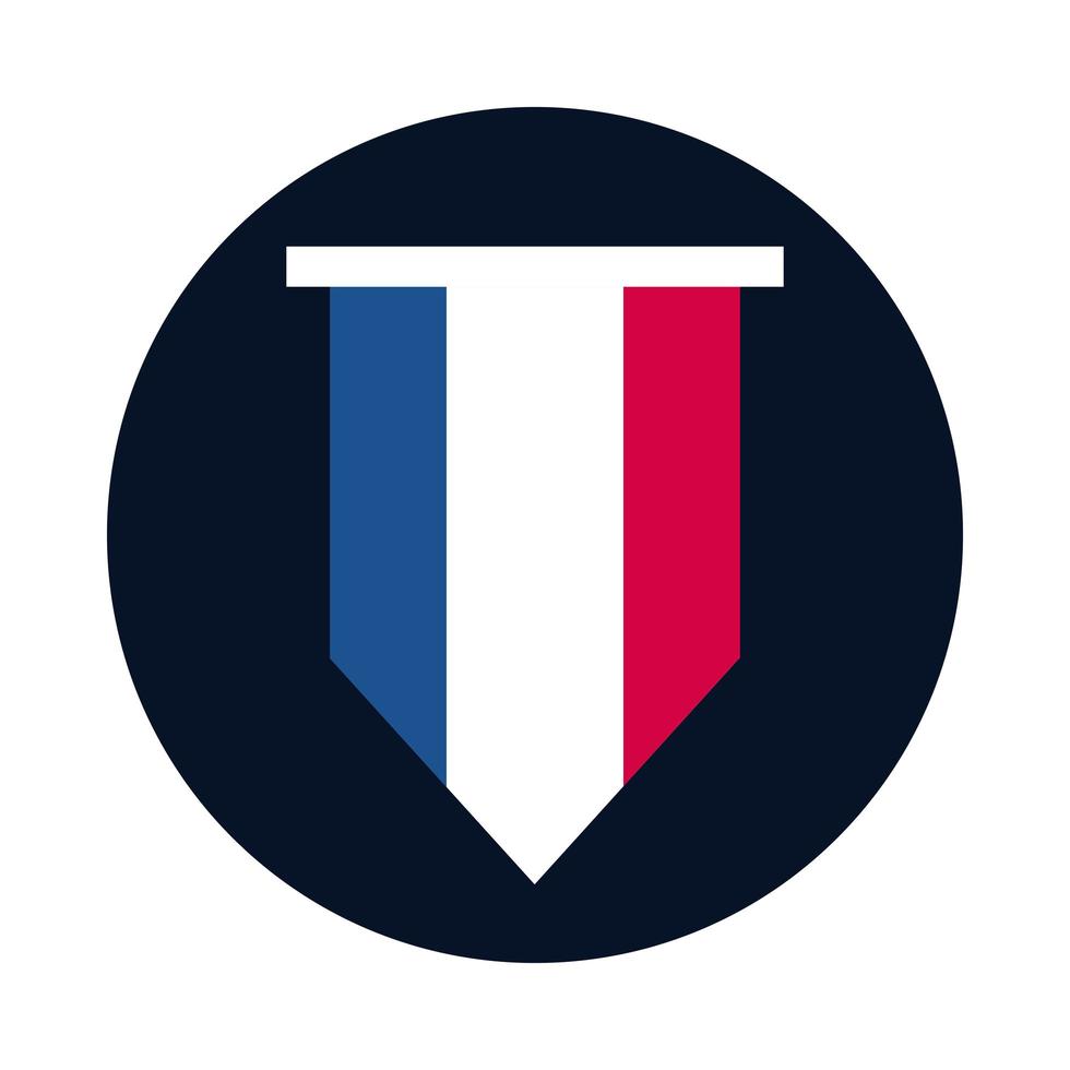 bloco de bandeira da França e design de vetor de ícone de estilo simples