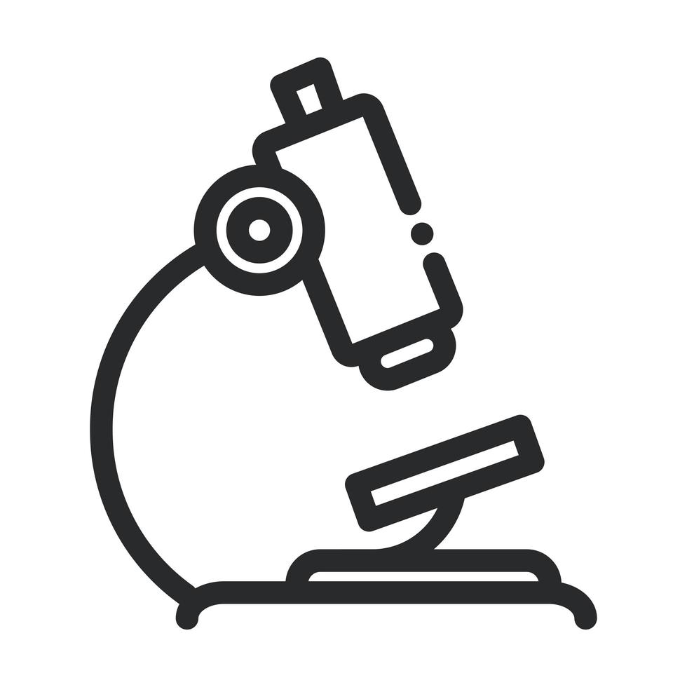 ícone de estilo de linha de pesquisa e ciência de equipamento de microscópio vetor