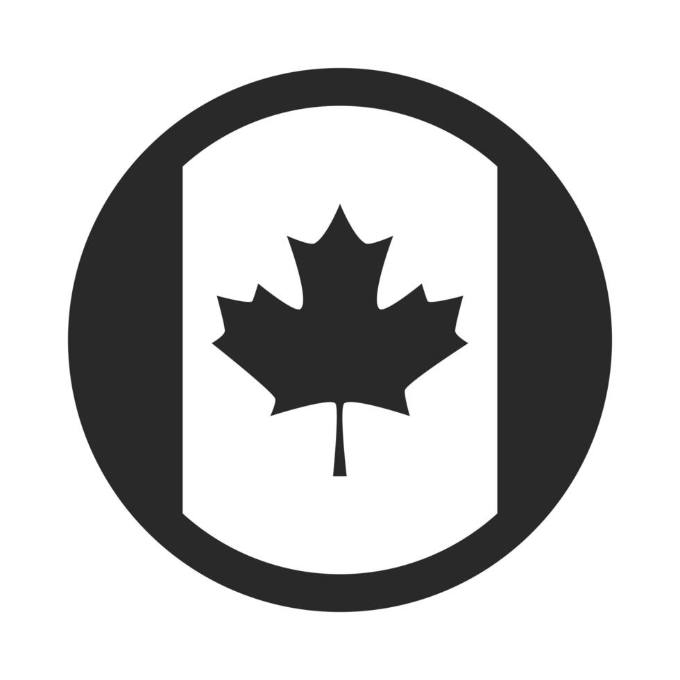 Dia do Canadá Ícone de estilo de silhueta de emblema patriótico bandeira canadense vetor