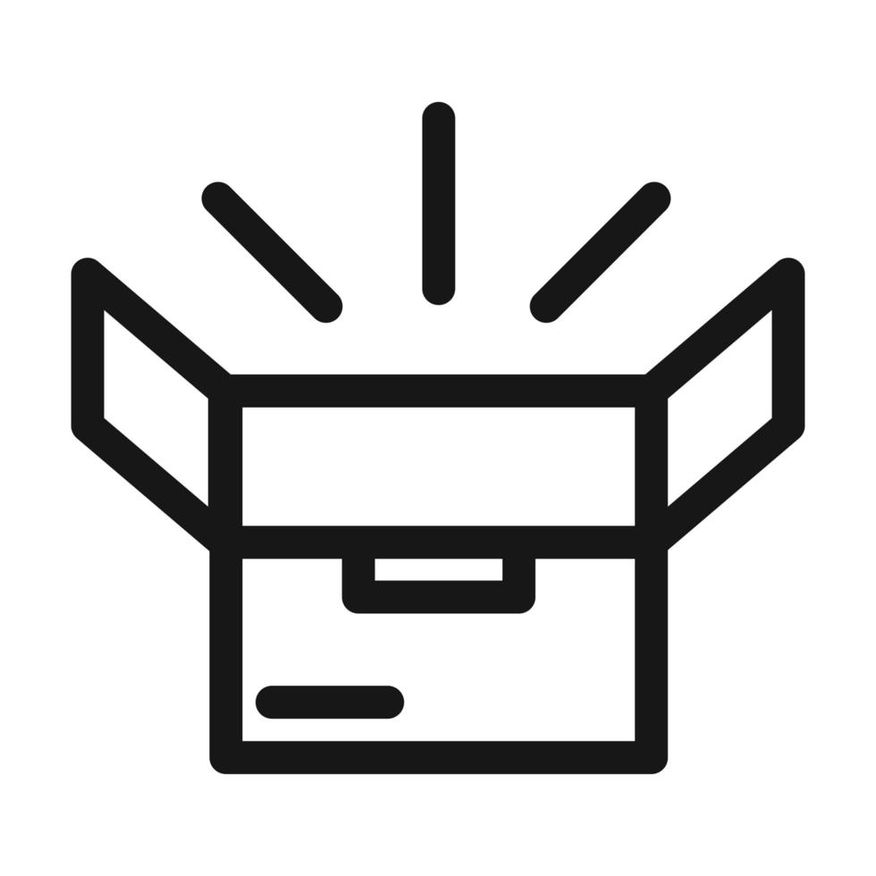 ícone de estilo de linha de logística de serviço de carga de entrega de caixa de papelão aberta vetor