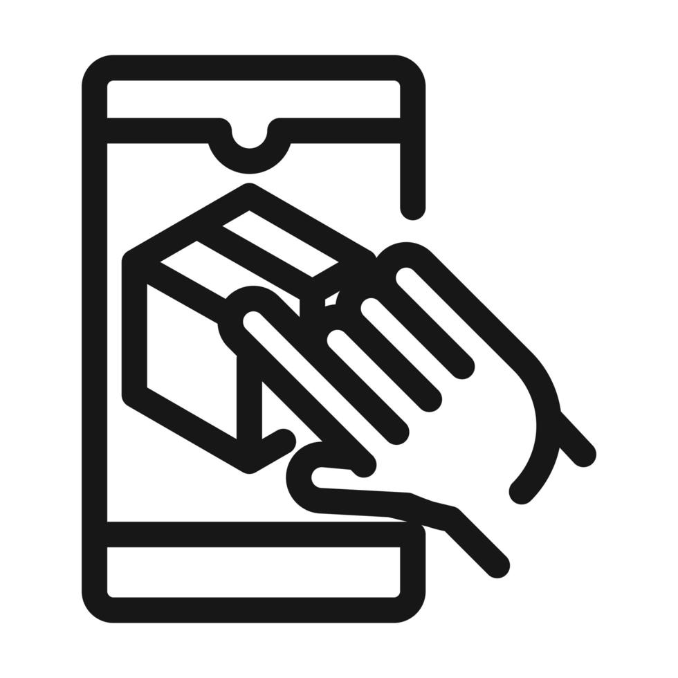 ícone de estilo de linha de carga de entrega de serviço online pedido smartphone vetor