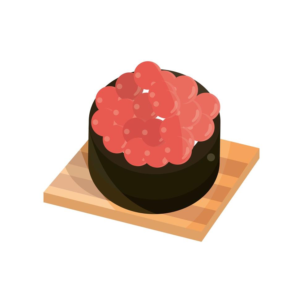 ícone de estilo plano de comida de dieta japonesa caviar vermelho vetor