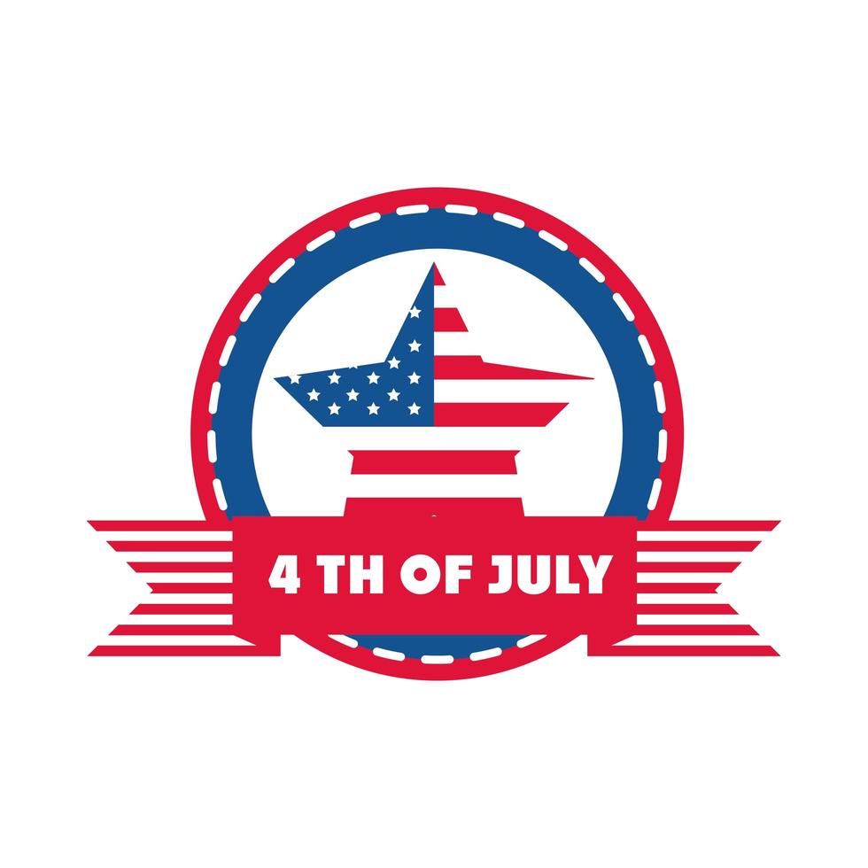 4 de julho, dia da independência, bandeira americana, adesivo estrela banner, ícone de estilo simples vetor