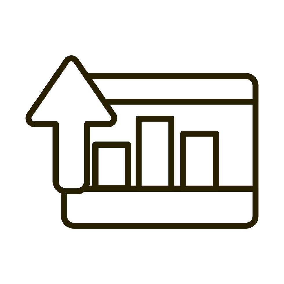 diagrama de estatísticas do tablet para cima seta ícone de estilo de linha de investimento financeiro de negócios vetor