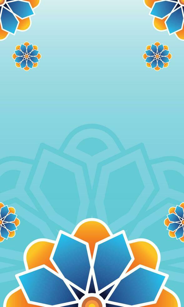 suave azul islâmico fundo com flor enfeite vetor