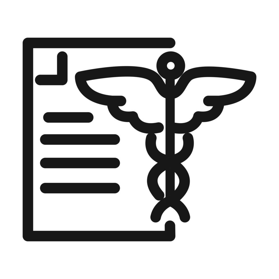 documento relatório caduceu ícone de estilo de linha médica e de saúde vetor