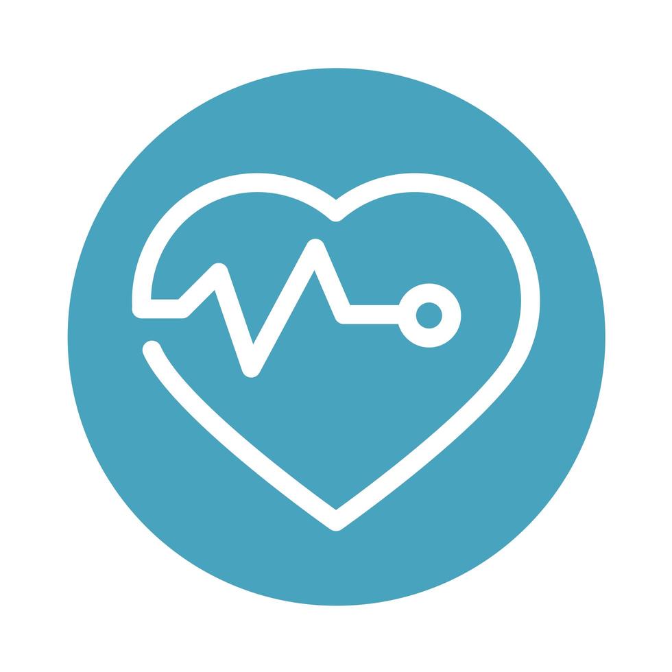 ícone de estilo de bloco médico e de saúde para cardiologia de batimento cardíaco vetor