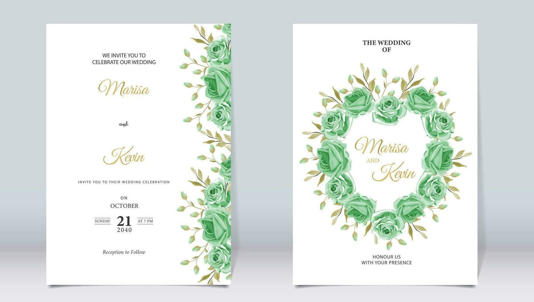 elegante verde floral Casamento convite com minimalista Projeto vetor