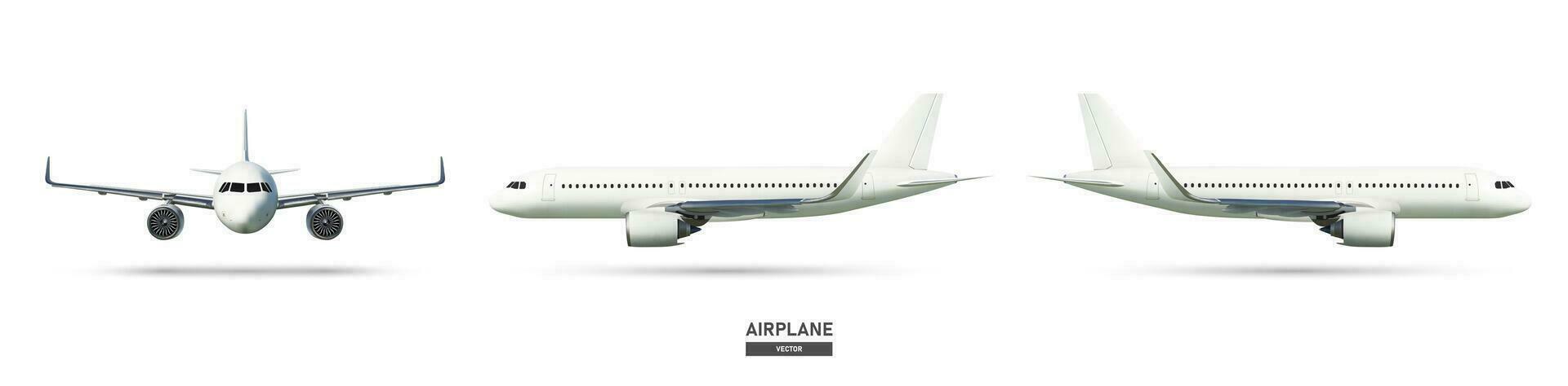 aeronave ou avião em lado Visão e frente visualizar, vetor ilustração