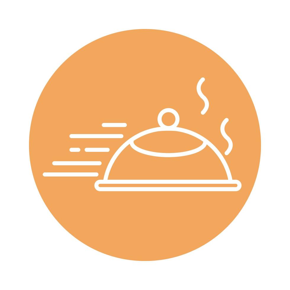 ícone de estilo de bloco de entrega relacionado ao serviço de buffet de restaurante vetor