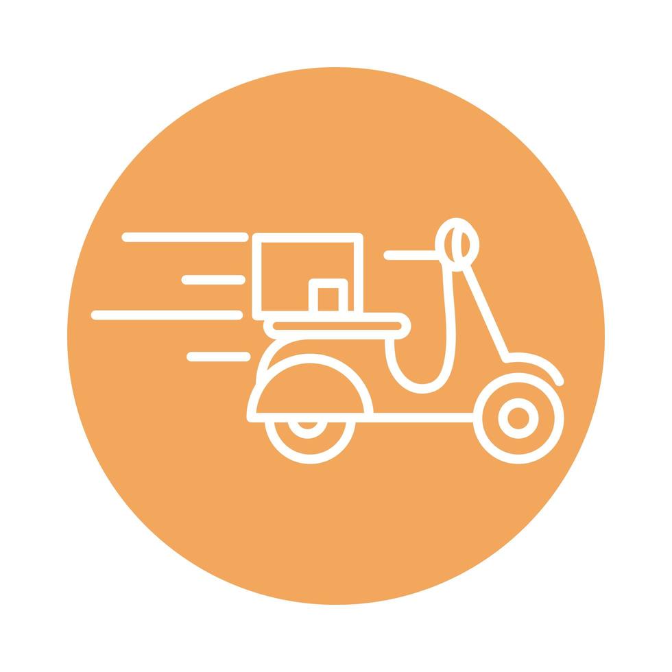 motocicleta rápida com ícone de estilo de bloco de entrega relacionado ao transporte de carga vetor