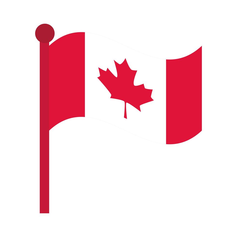 Dia do Canadá bandeira canadense no ícone de estilo plano de símbolo patriótico de pólo vetor