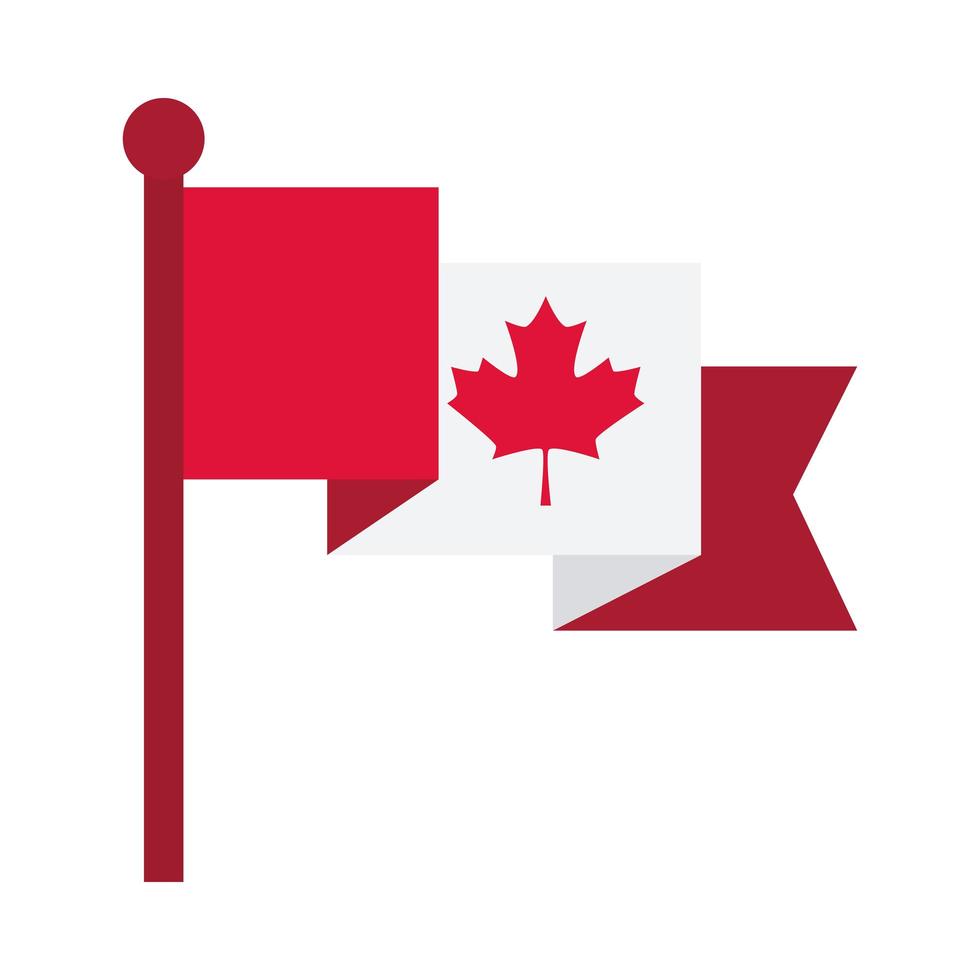 dia do canadá bandeira canadense ícone de estilo plano sinal nacional de folha de bordo vetor