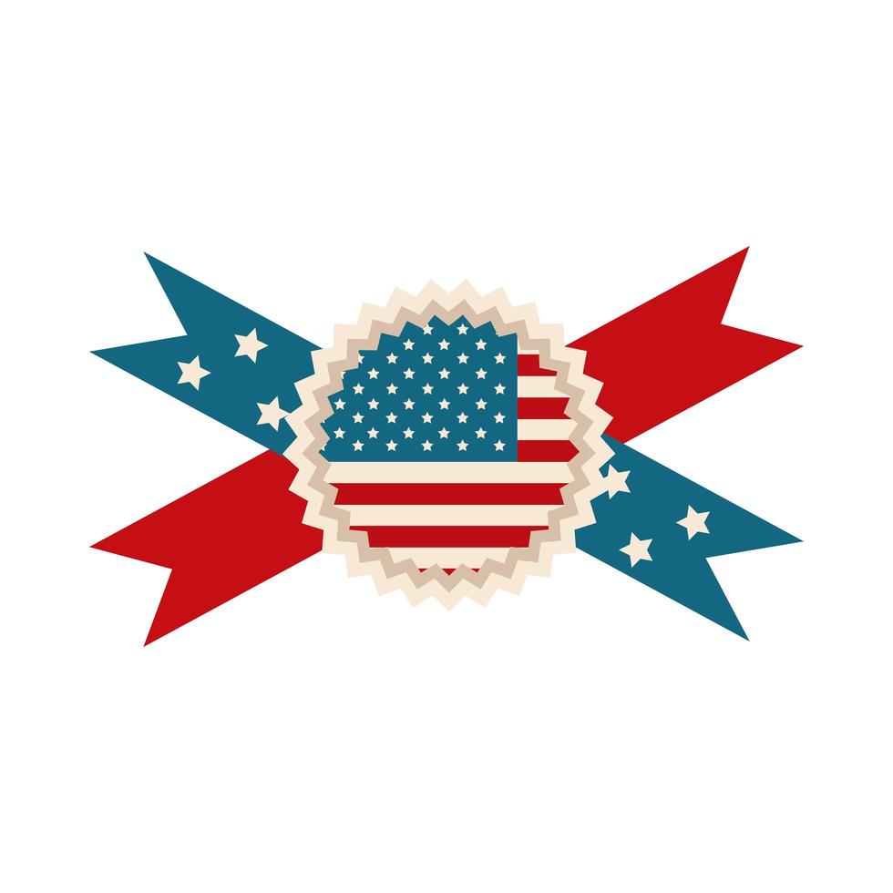 Feliz Dia da Independência, Bandeira Americana, Fita Roseta, Celebração, Ícone de estilo simples vetor