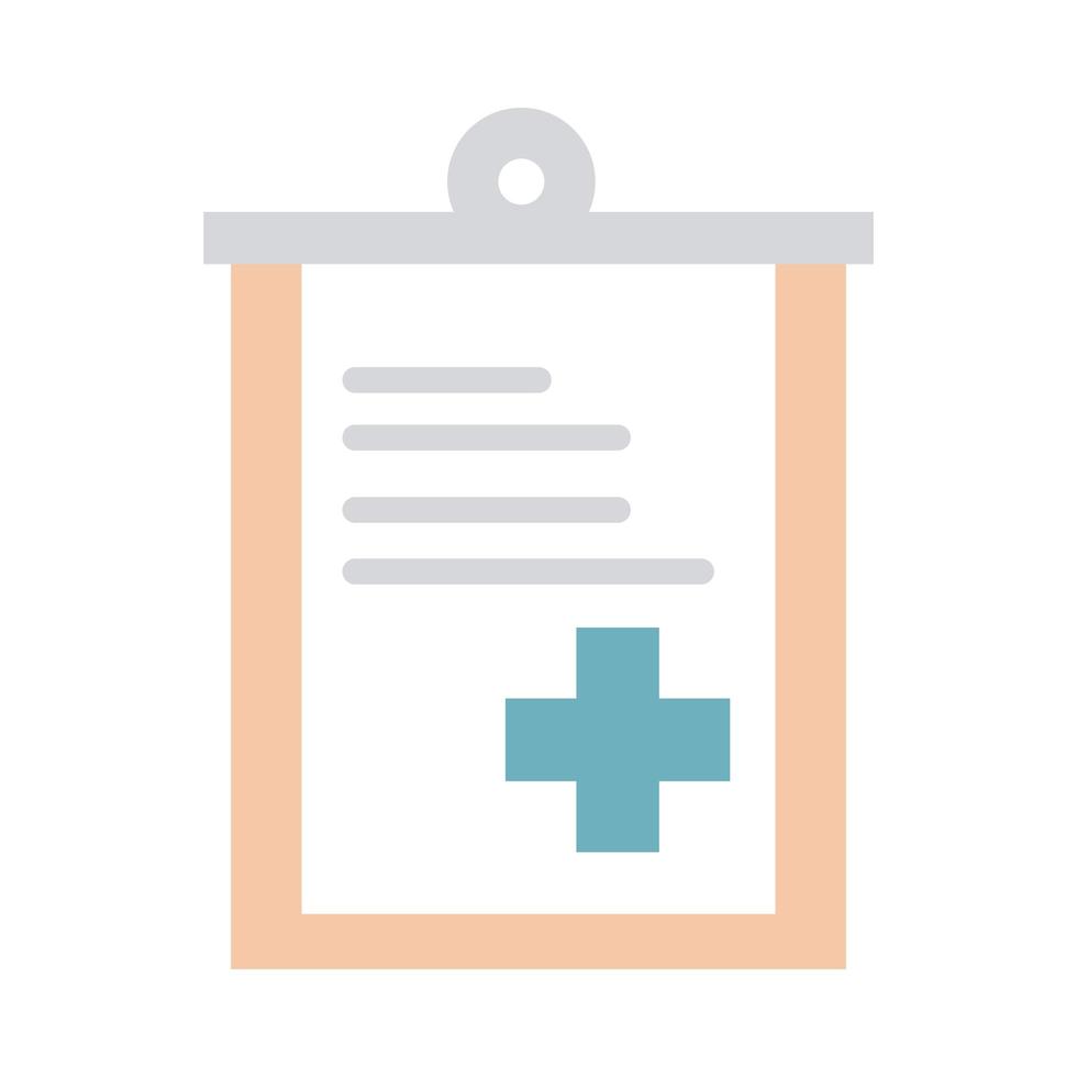 área de transferência de relatório médico ícone de estilo plano de equipamentos de saúde vetor