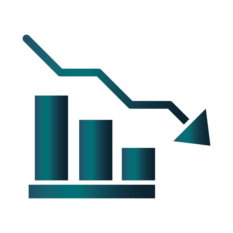 seta para baixo gráfico comércio crise economia petróleo preço acidente gradiente ícone estilo vetor