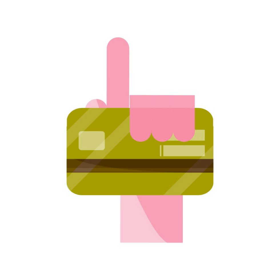 mão de atividades bancárias on-line com ícone de estilo simples de pagamento de cartão de crédito vetor