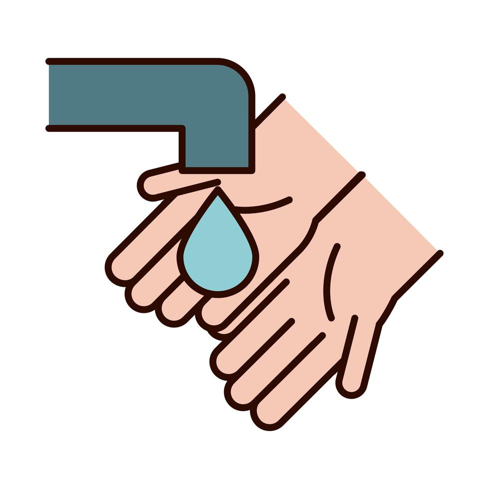 Prevenção de coronavírus covid 19 lavar as mãos freqüentemente espalha a linha de surto pandêmico e o ícone de estilo vetor