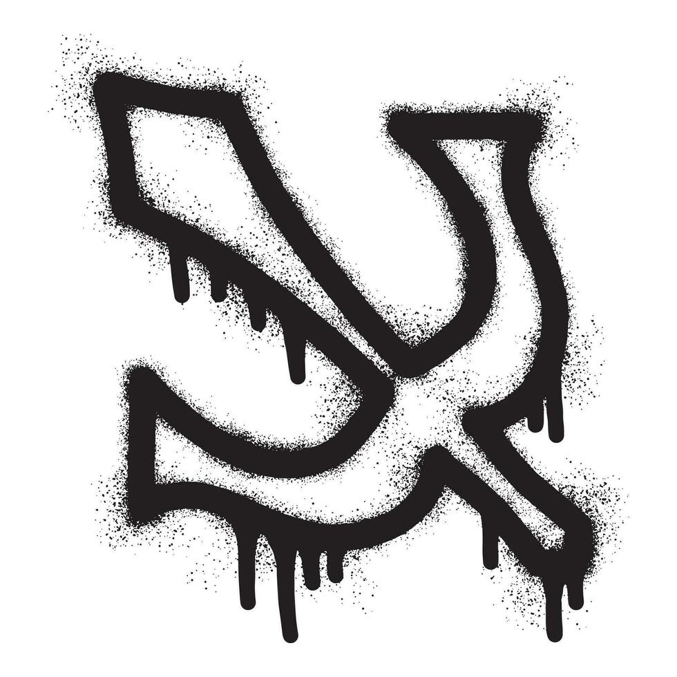 tridente ícone grafite com Preto spray pintura vetor